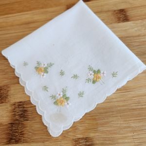 Vintage Embroidered Floral Hankie
